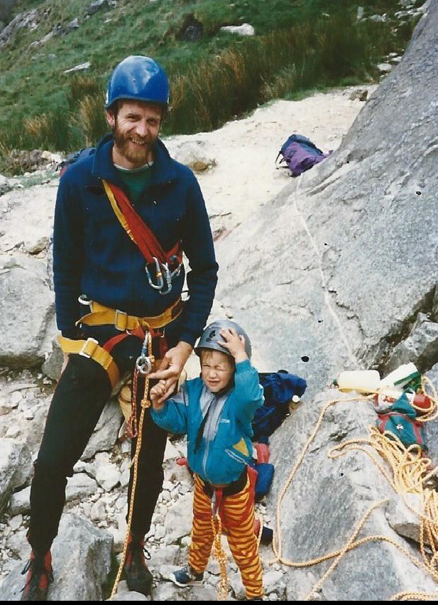 Jesse aged two on his first climbing trip with his Dad